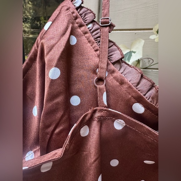 JAPNA  Brown Polkadot Pinup Style. Spaghetti Strap Midi Dress Size XL Hourglass - Picture 12 of 15